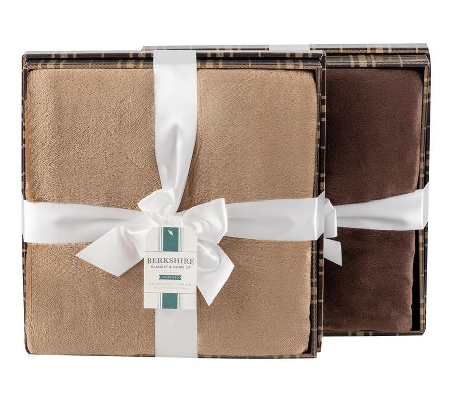 Berkshire S/2 60X70 Velvetsoft Plush Throws with Gift Boxes