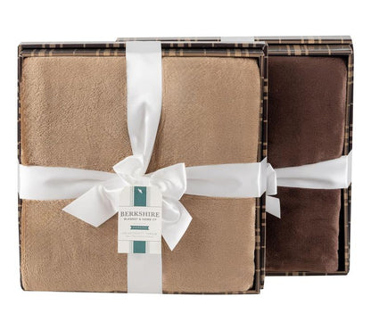 Berkshire S/2 60X70 Velvetsoft Plush Throws with Gift Boxes