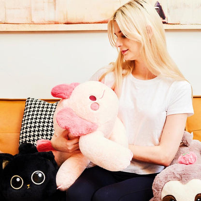 Uoozii 20-24" | 4-5 Pounds Highland Cow Capybara Cat Dog Dinosaur Sloth Elephant Axolotl Bear Weighted Stuffed Animals with Unscented Microwavable Heating Pad, Coolable Heatable Weighted Plush Warm Gift for Stress & Period Pain Relief