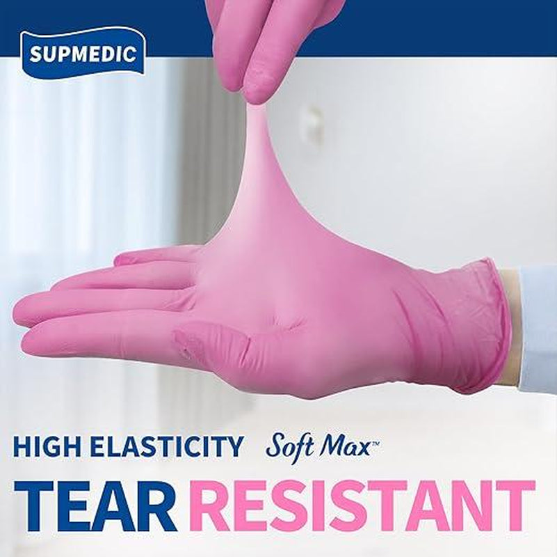 Nitrile Exam Gloves, Powder-Free Latex-Free Disposable Glove for Medical Cooking Esthetician Cleaning, Pink 100 Pcs