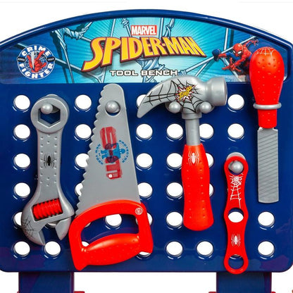 Marvel Spider-Man Tool Bench Playset, Team Nascar Pit Stop Playset with Take Apart Car 84 Pieces - Pretend Play Toy