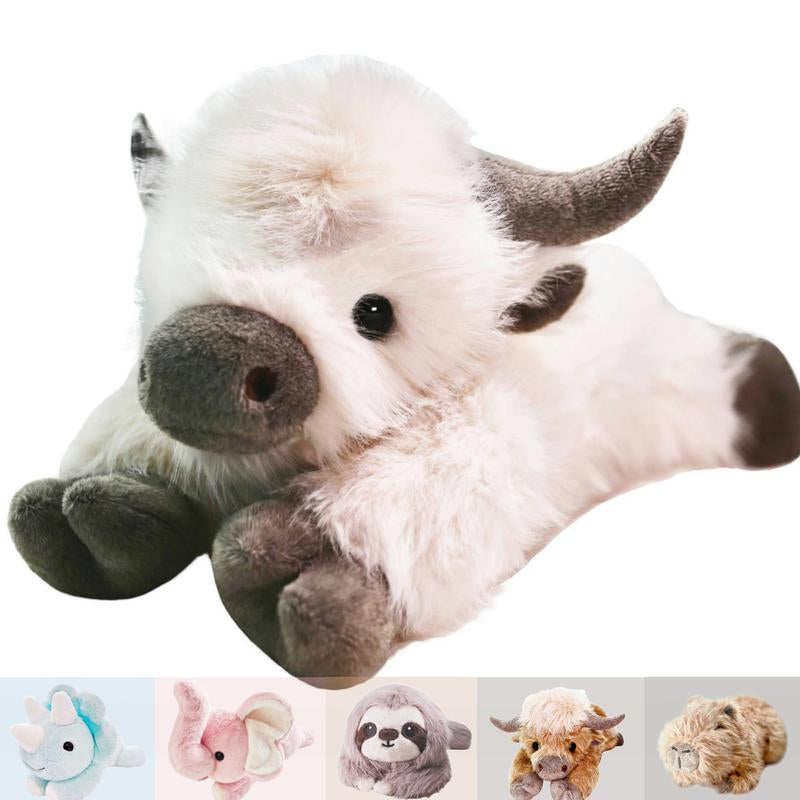 Uoozii 20-24" | 4-5 Pounds Highland Cow Capybara Cat Dog Dinosaur Sloth Elephant Axolotl Bear Weighted Stuffed Animals with Unscented Microwavable Heating Pad, Coolable Heatable Weighted Plush Warm Gift for Stress & Period Pain Relief