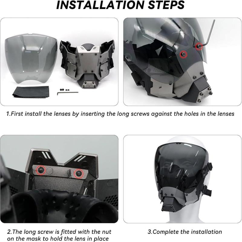 Full Face Mask, Double Sided Breathable Tactical Mask, Party Cosplay Mask, Festival & Party Supplies