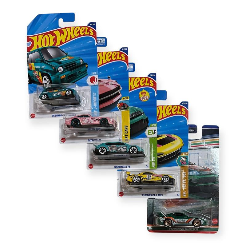 Hot Wheels Import Basic Mainlines 1:64 Scale Diecast Model Cars Porsche Nissan Toyota Mercedes BMW KIA Datsun Collectible Blister Cards