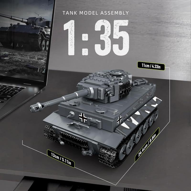 Mould King 20014 Tiger Tank Building Blocks Toy MOC Technology Military Vehicle Model Construction Blocks with Remote Controller RC Truck Model Building Toys Unisex Easy Assembly STEM Projects for Kids