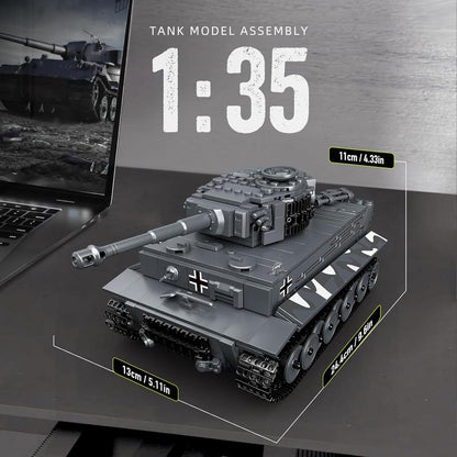 Mould King 20014 Tiger Tank Building Blocks Toy MOC Technology Military Vehicle Model Construction Blocks with Remote Controller RC Truck Model Building Toys Unisex Easy Assembly STEM Projects for Kids