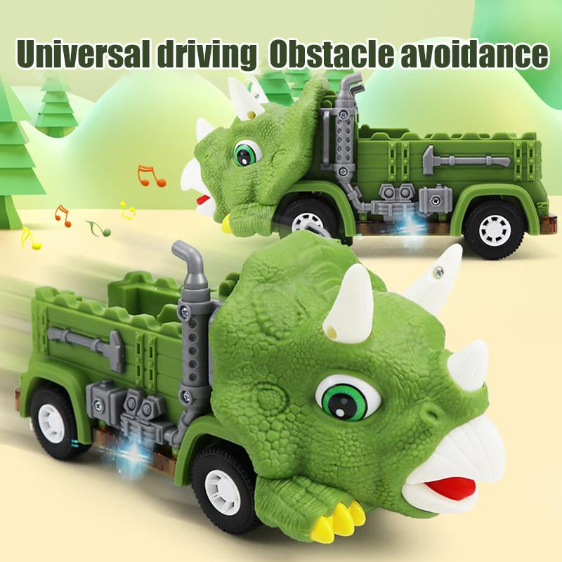 Toddler Toys for Interactive Fun Gifts Sensory Newborn Cute Stair Climbing Dinosaur Track Toy Car Triceratops Sliding Universal Rotating Car Electric Toy Grandson Gift Ideas Early Education Kids Birthday Christmas Gift Idea