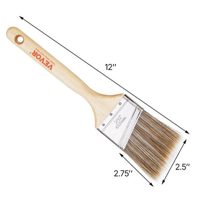 VEVOR Paint Brushes, 12 Piece Angle Paint Brush, Treated Wood Handle, Paint Brush Set for All Latex and Oil Paints & Stains, Wood Stain Brushes for Cabinets, Walls, Fences, Interior & Exterior Use