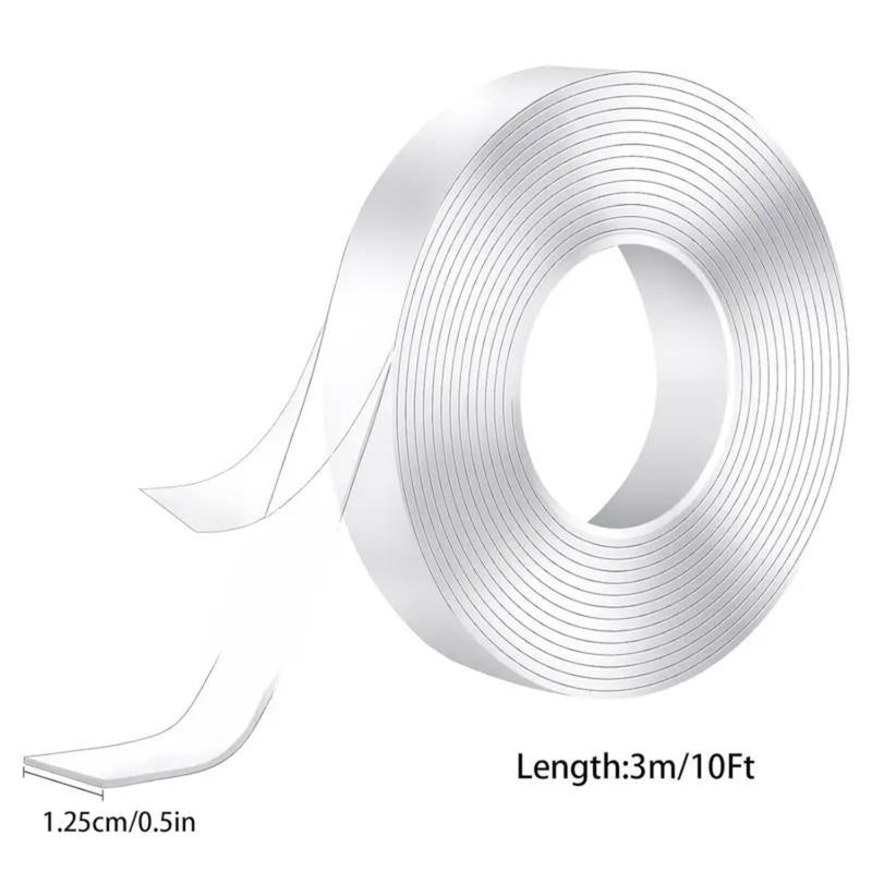 Hanging Adhesive Strips Clear Mounting Tape Picture,Double Sided Tape Heavy Duty(9.85Ft),Nano Double Sided Adhesive Tape,High-Strength Adhesive Tape Suitable for Daily Use in Offices, Home Kitchens, and Dormitories.