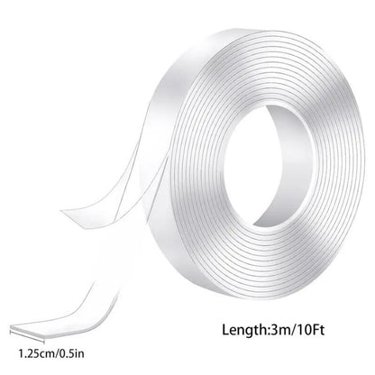 Hanging Adhesive Strips Clear Mounting Tape Picture,Double Sided Tape Heavy Duty(9.85Ft),Nano Double Sided Adhesive Tape,High-Strength Adhesive Tape Suitable for Daily Use in Offices, Home Kitchens, and Dormitories.