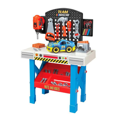 Marvel Spider-Man Tool Bench Playset, Team Nascar Pit Stop Playset with Take Apart Car 84 Pieces - Pretend Play Toy