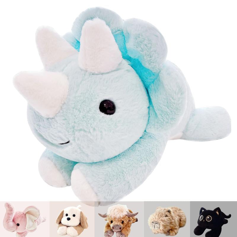 Uoozii 20-24" | 4-5 Pounds Highland Cow Capybara Cat Dog Dinosaur Sloth Elephant Axolotl Bear Weighted Stuffed Animals with Unscented Microwavable Heating Pad, Coolable Heatable Weighted Plush Warm Gift for Stress & Period Pain Relief