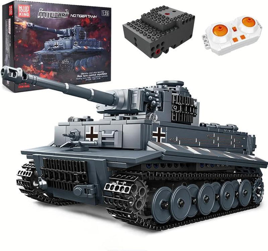 Mould King 20014 Tiger Tank Building Blocks Toy MOC Technology Military Vehicle Model Construction Blocks with Remote Controller RC Truck Model Building Toys Unisex Easy Assembly STEM Projects for Kids