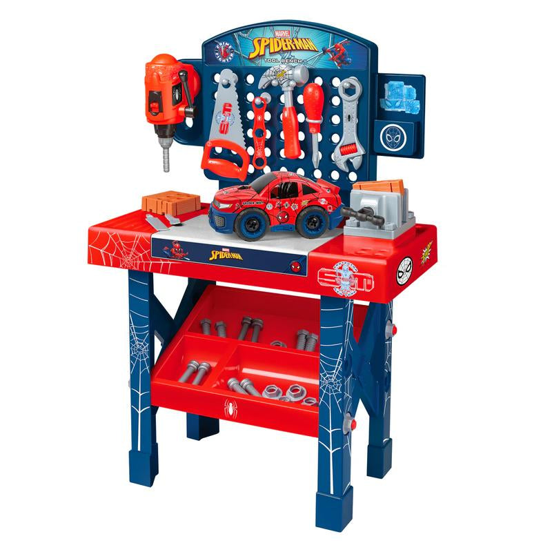 Marvel Spider-Man Tool Bench Playset, Team Nascar Pit Stop Playset with Take Apart Car 84 Pieces - Pretend Play Toy