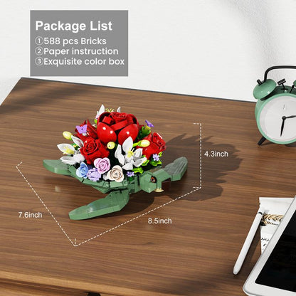 Turtle Planter Brick Set – Creative Building Kit for Kids & Adults, Nature-Themed Desk Decor, Fun Gardening Toy for Plant Lovers & Brick Collectors