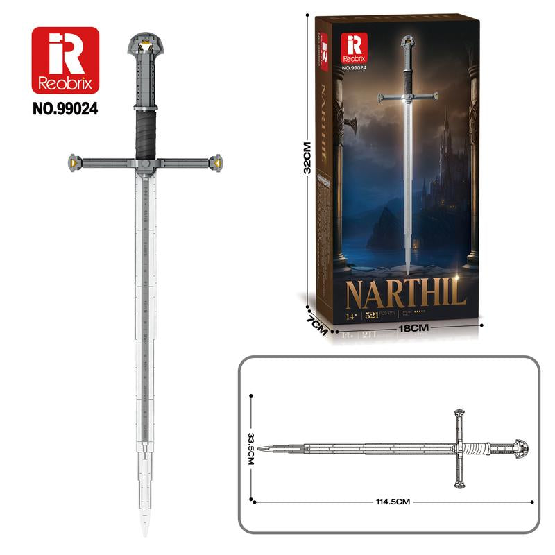 BUILDIFY Narthil 99024 Sword Building Set Collectible Anime Style Cosplay Toy 521 Pieces for Adults Boys Girls 14+ Home Office Decor Ideal Gift - Display