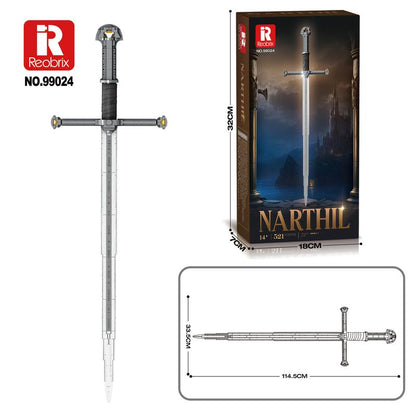BUILDIFY Narthil 99024 Sword Building Set Collectible Anime Style Cosplay Toy 521 Pieces for Adults Boys Girls 14+ Home Office Decor Ideal Gift - Display