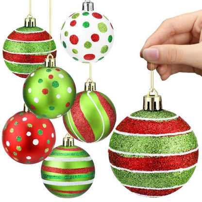 Christmas Ball Ornaments Set for Xmas Tree, Green Christmas Monster Decorations, Shatterproof Glittering Hanging Xmas Balls, Funny Lime Green Furry Christmas Decor, Cute Hanging Ornament with Red Bow, Holiday Party Home Wall Decor, Christmas Gifts