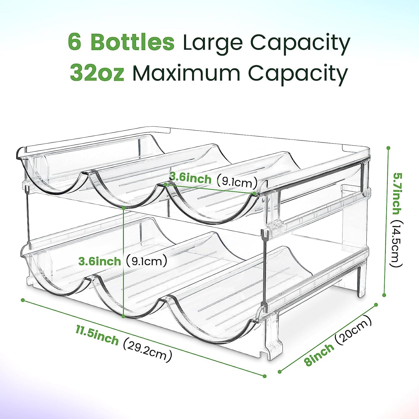 Maximize Your Space with Our Stackable Water Bottle Organizer - 2 Pack Clear Lucite Storage Racks for Cabinets and Refrigerators