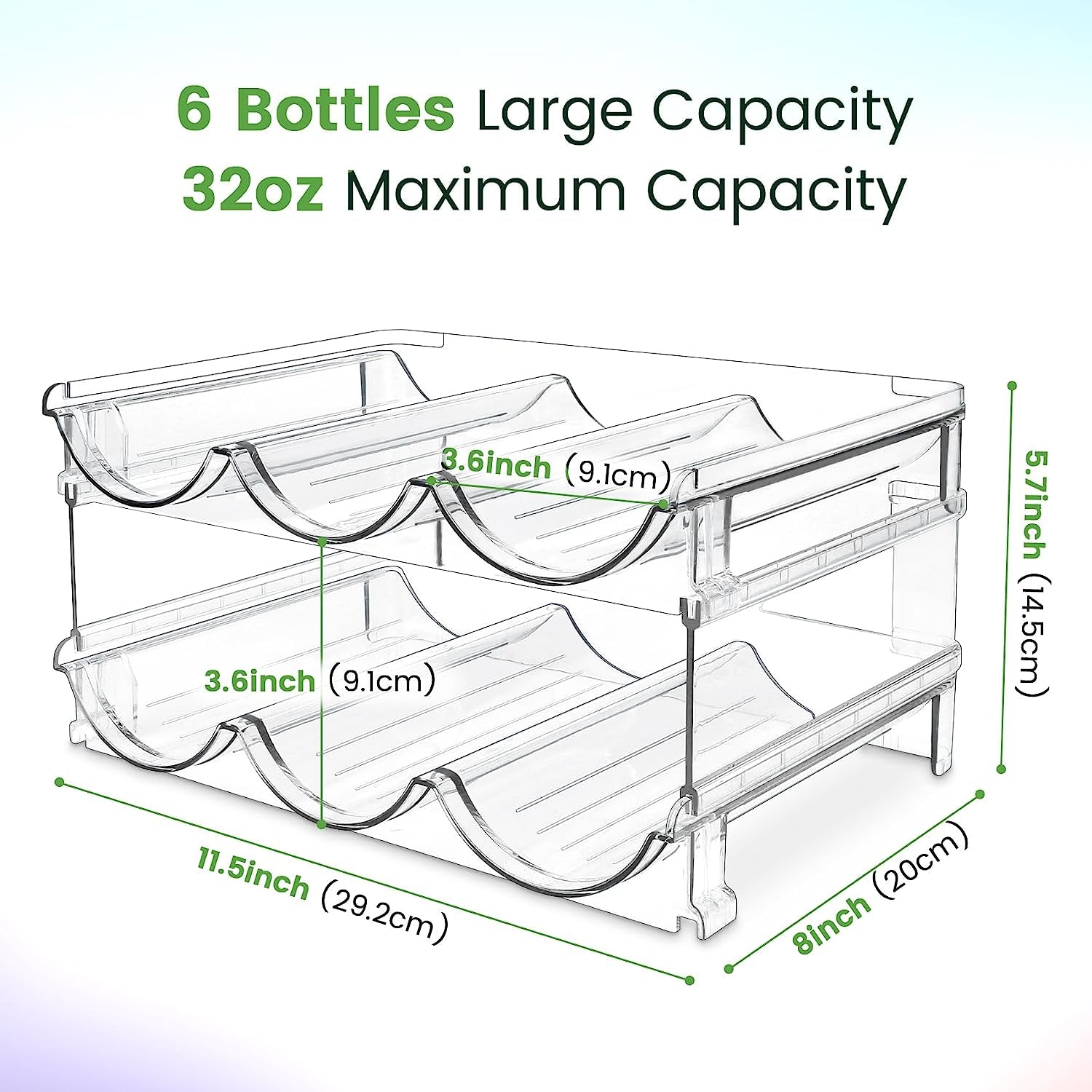 Maximize Your Space with Our Stackable Water Bottle Organizer - 2 Pack Clear Lucite Storage Racks for Cabinets and Refrigerators