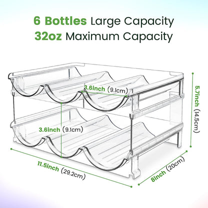 Maximize Your Space with Our Stackable Water Bottle Organizer - 2 Pack Clear Lucite Storage Racks for Cabinets and Refrigerators