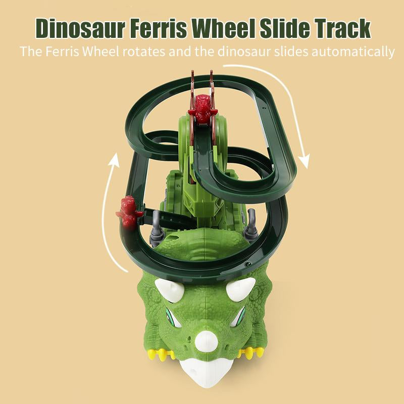 Toddler Toys for Interactive Fun Gifts Sensory Newborn Cute Stair Climbing Dinosaur Track Toy Car Triceratops Sliding Universal Rotating Car Electric Toy Grandson Gift Ideas Early Education Kids Birthday Christmas Gift Idea