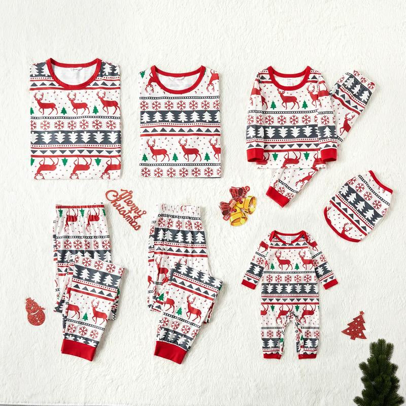 Patpat Christmas Pajamas Soft & Stretchy Fair Isle Reindeer Family Christmas Pajamas Matching Sets Christmas Tree Patterned Sleepwear Soft and Fun Xmas PJS for Women Men Couples Adult Kids Dogs,Cute Pajama,Cozy Pajamas Spingtok