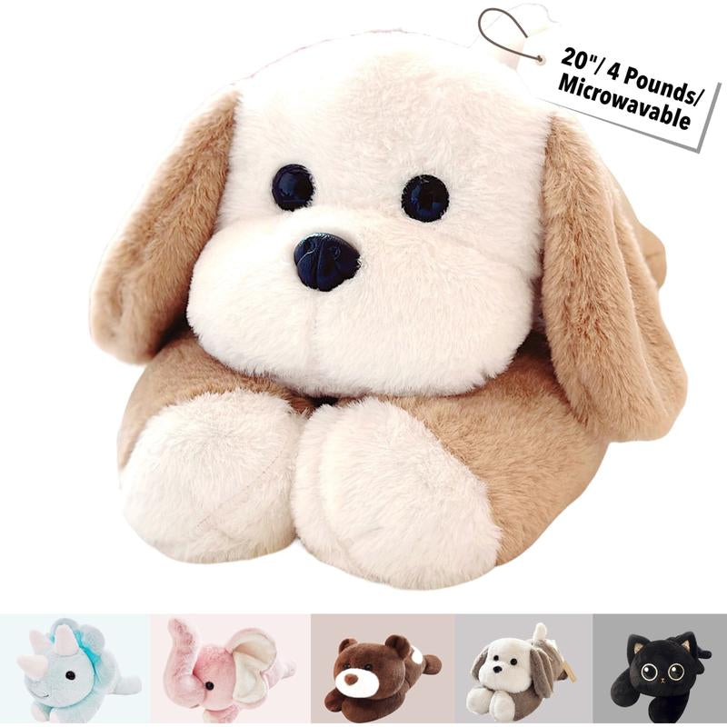 Uoozii 20-24" | 4-5 Pounds Highland Cow Capybara Cat Dog Dinosaur Sloth Elephant Axolotl Bear Weighted Stuffed Animals with Unscented Microwavable Heating Pad, Coolable Heatable Weighted Plush Warm Gift for Stress & Period Pain Relief