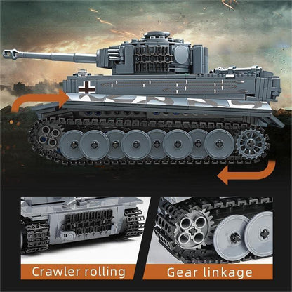 Mould King 20014 Tiger Tank Building Blocks Toy MOC Technology Military Vehicle Model Construction Blocks with Remote Controller RC Truck Model Building Toys Unisex Easy Assembly STEM Projects for Kids