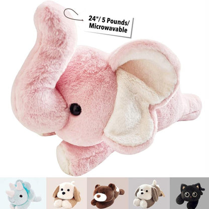 Uoozii 20-24" | 4-5 Pounds Highland Cow Capybara Cat Dog Dinosaur Sloth Elephant Axolotl Bear Weighted Stuffed Animals with Unscented Microwavable Heating Pad, Coolable Heatable Weighted Plush Warm Gift for Stress & Period Pain Relief