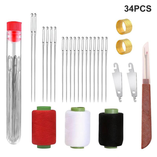 Oceantree Sewing Needles Kit 36Pcs/34Pcs Needle and Thread Kit with Upholstery Thread Needles Sewing Awl Seam Ripper for Car Seats Carpets Shoes Backpacks DIY Crafting