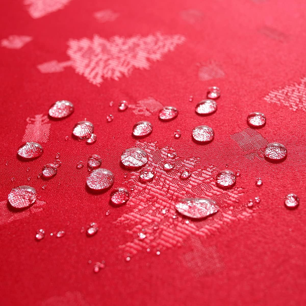 Christmas Tablecloth Rectangle, Jacquard Table Cloth Spillproof and Wrinkle Resistant with Christmas Tree Patterns for Dining Room & Holiday Decoration (Red, Rectangle/Oblong, 52" X 70" (4-6 Seats))