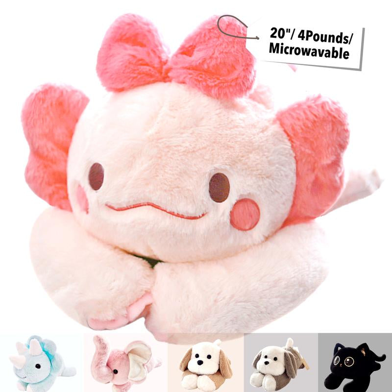 Uoozii 20-24" | 4-5 Pounds Highland Cow Capybara Cat Dog Dinosaur Sloth Elephant Axolotl Bear Weighted Stuffed Animals with Unscented Microwavable Heating Pad, Coolable Heatable Weighted Plush Warm Gift for Stress & Period Pain Relief