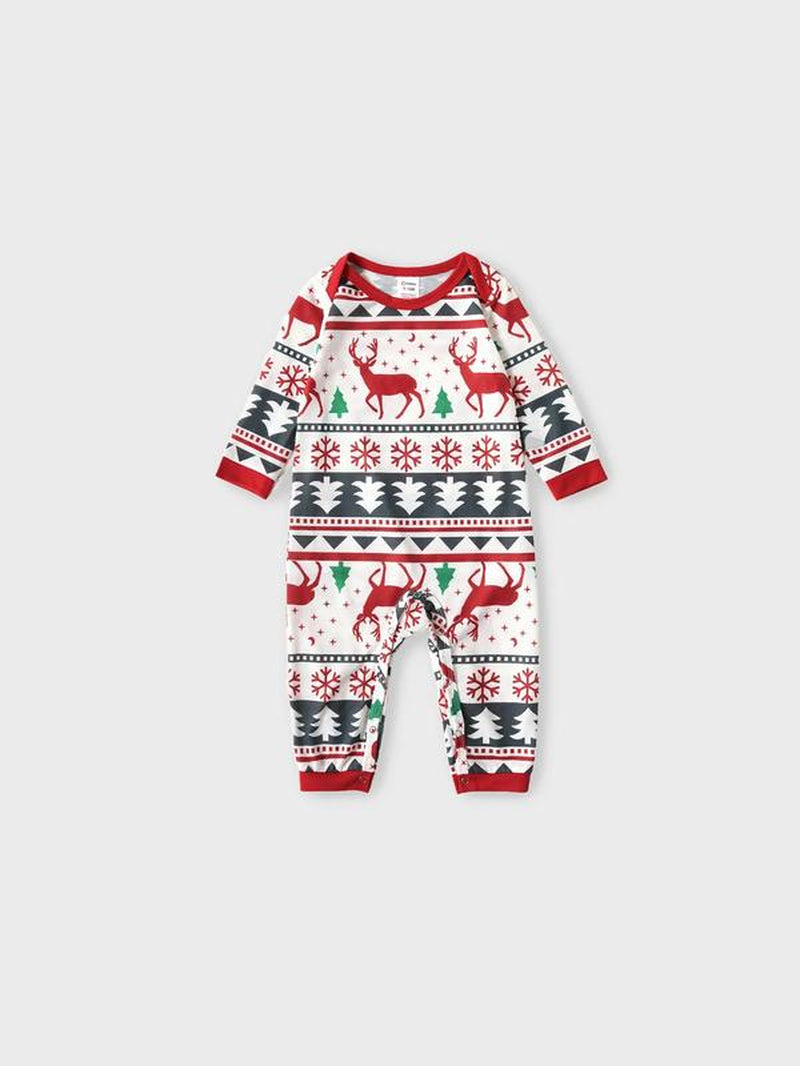 Patpat Christmas Pajamas Soft & Stretchy Fair Isle Reindeer Family Christmas Pajamas Matching Sets Christmas Tree Patterned Sleepwear Soft and Fun Xmas PJS for Women Men Couples Adult Kids Dogs,Cute Pajama,Cozy Pajamas Spingtok