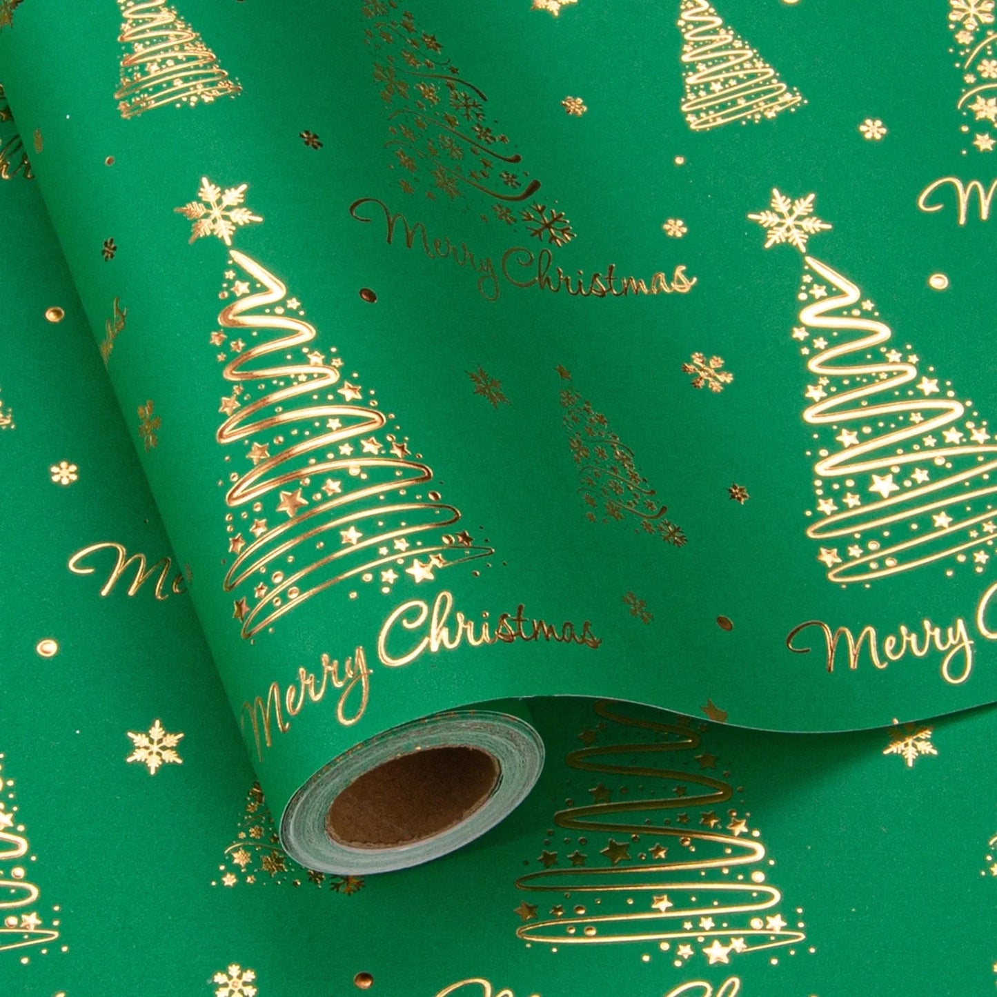 3D Embossed Tree Christmas Wrapping Paper Roll with Foil Shine for Christmas,Birthday,Holiday,Party - 17 in X 33 Ft