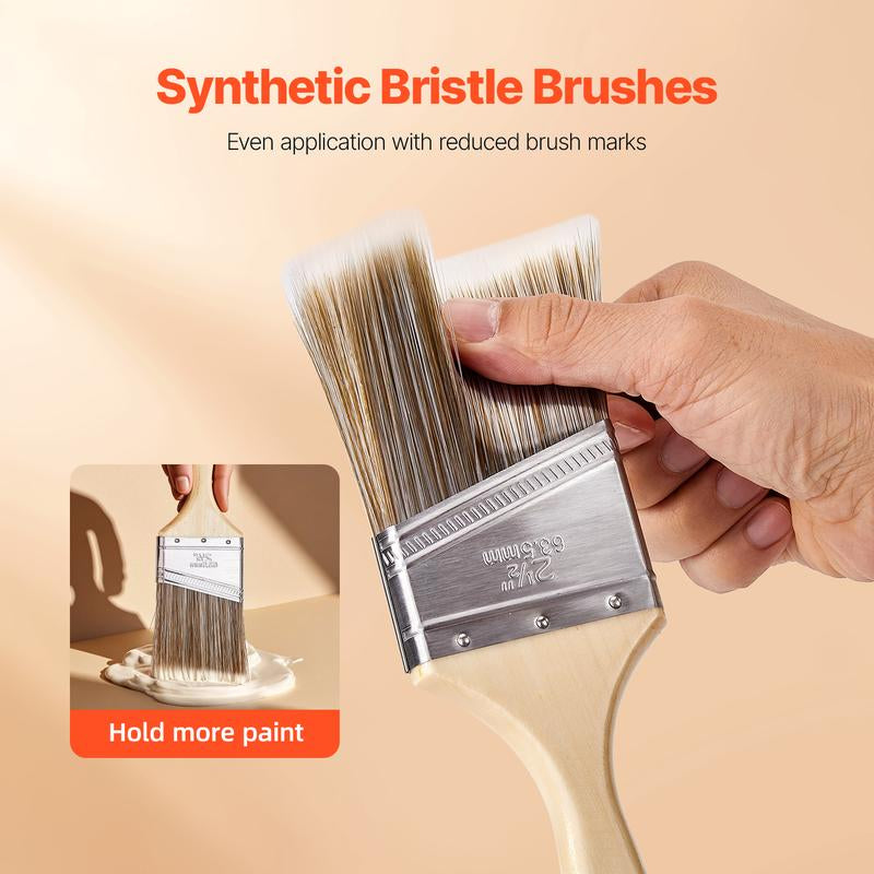 VEVOR Paint Brushes, 12 Piece Angle Paint Brush, Treated Wood Handle, Paint Brush Set for All Latex and Oil Paints & Stains, Wood Stain Brushes for Cabinets, Walls, Fences, Interior & Exterior Use