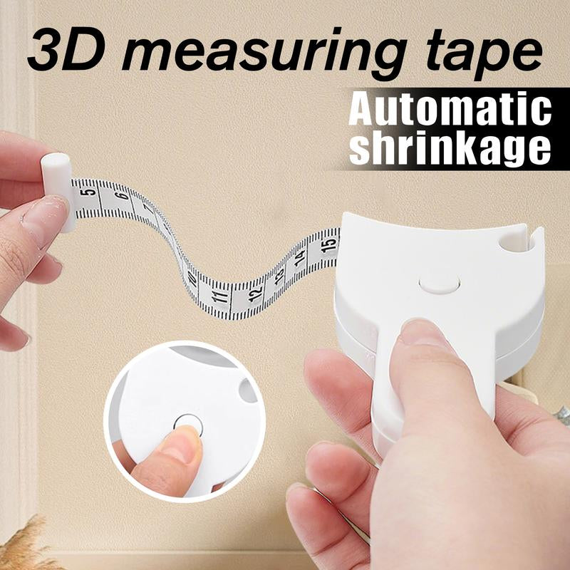 60 Inch 3D Measuring Body Measuring Tape for Fitness, Auto-Retractable Body Measuring Tool for Waist Hip Bust Arms, White