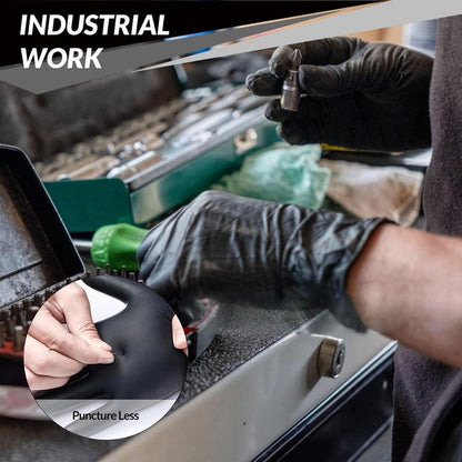 PROMEDIX P Heavy Duty Nitrile Gloves,6Mil-100 Count,Black Disposable Cooking Gloves,Latex Free,Powder Free Reusable Pet Hair Remover Glove Mil Sterile Wet & Dry Mop Pads Powder-Free